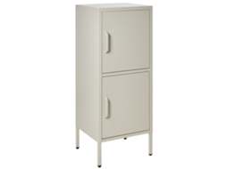 Móvel De Arrumação Em Aço Com Prateleiras Beliani Huron De Aço Creme Claro 40x40x102