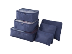 Conjunto 6 sacos organizadores de bagagem à prova d'água tecido Oxford para viagem azul marinho S/MARCA
