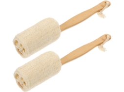 Conjunto De 2 Esponjas Esfoliantes Naturais Bucha Vegetal Fomiyes Para Corpo E Costas, Com Cabo Longo