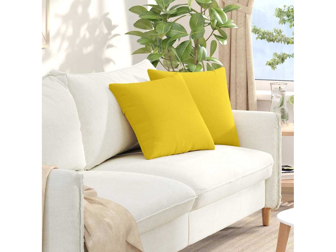Vidaxl Travesseiros De Sofá 2 Unid. Tecido Amarelo Claro 45 X 45 Cm