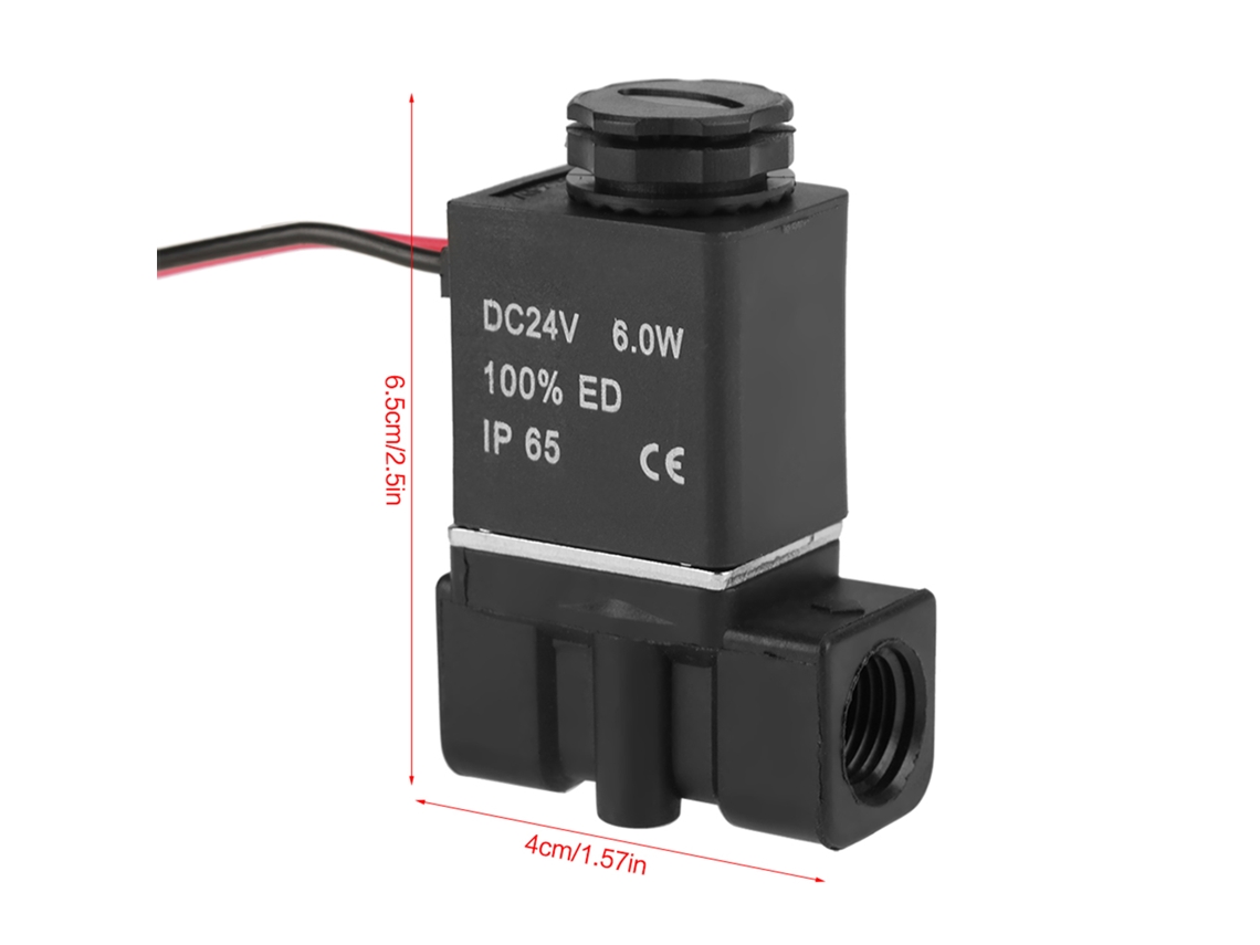 Válvula Solenoide Elétrica Plástica Pt1/4" Dc24v