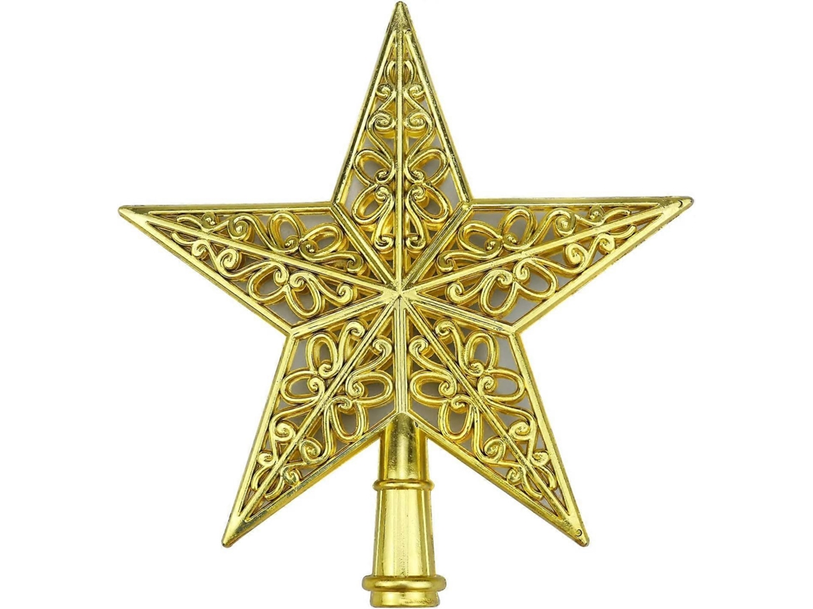 Rebe copa de Árbol de Navidad Estrella Hueca Dorada Decoración para Hogares Oficinas Centros Comerciales Talla Universal 20 Cm