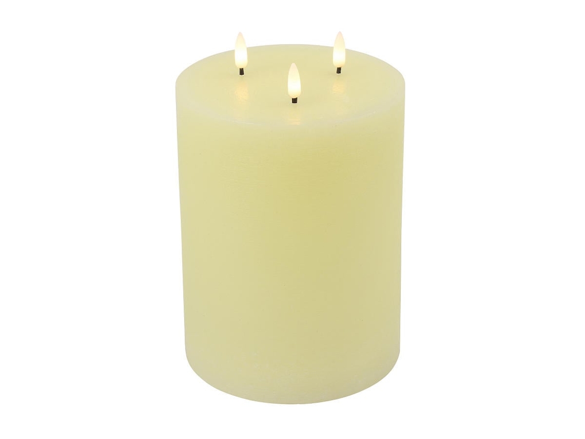 Vela Pilar Led Countryfield Vela Grande E Aconchegante Na Cor Creme, 22,5 Cm