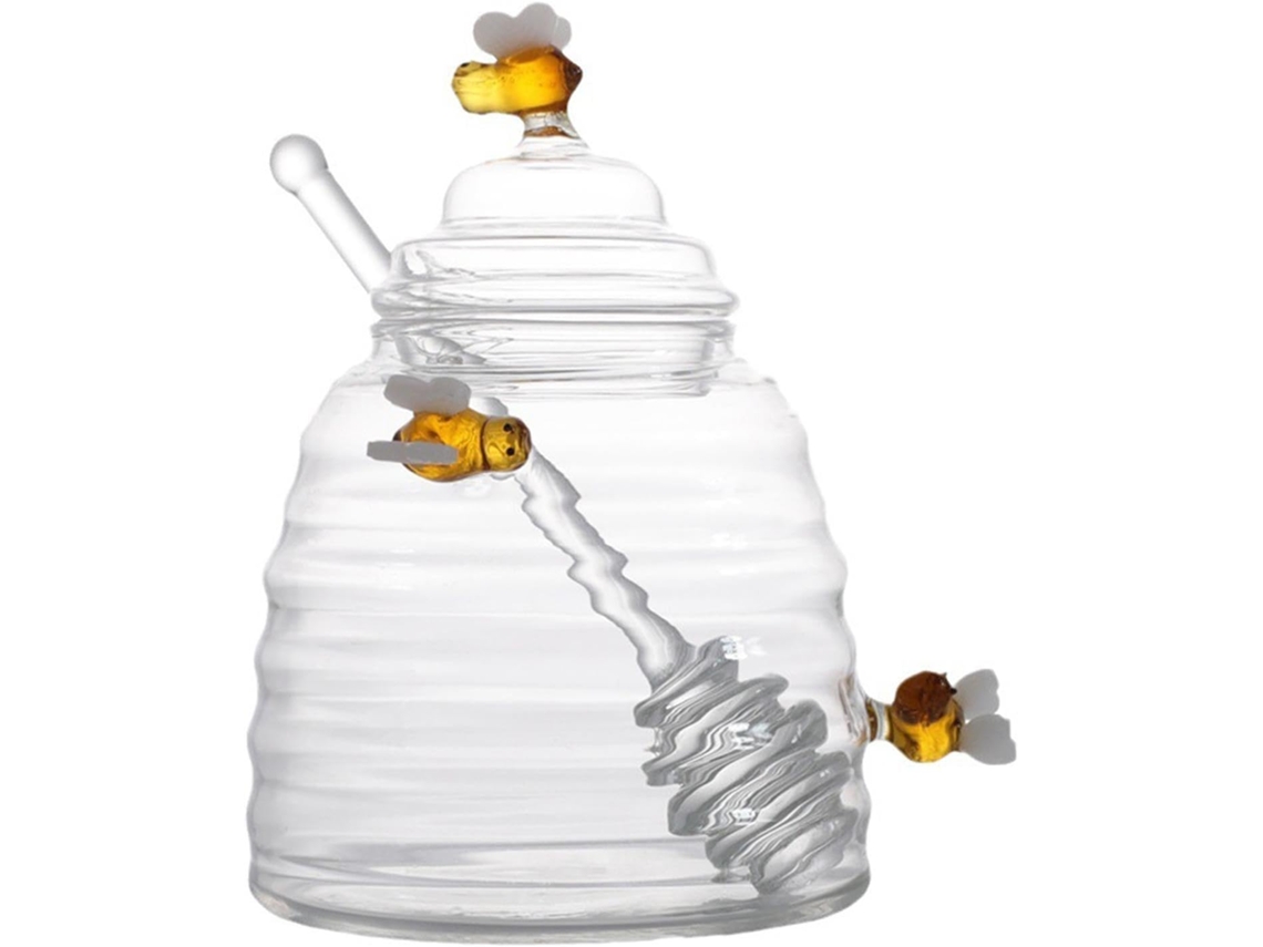 Pote De Mel Transparente Com Tampa Em Formato Colher