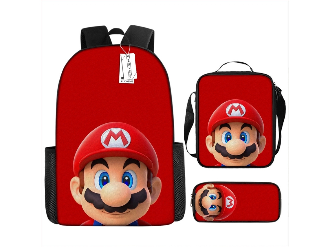Conjunto De Três Peças De Mochila De Estudante  Mario10*