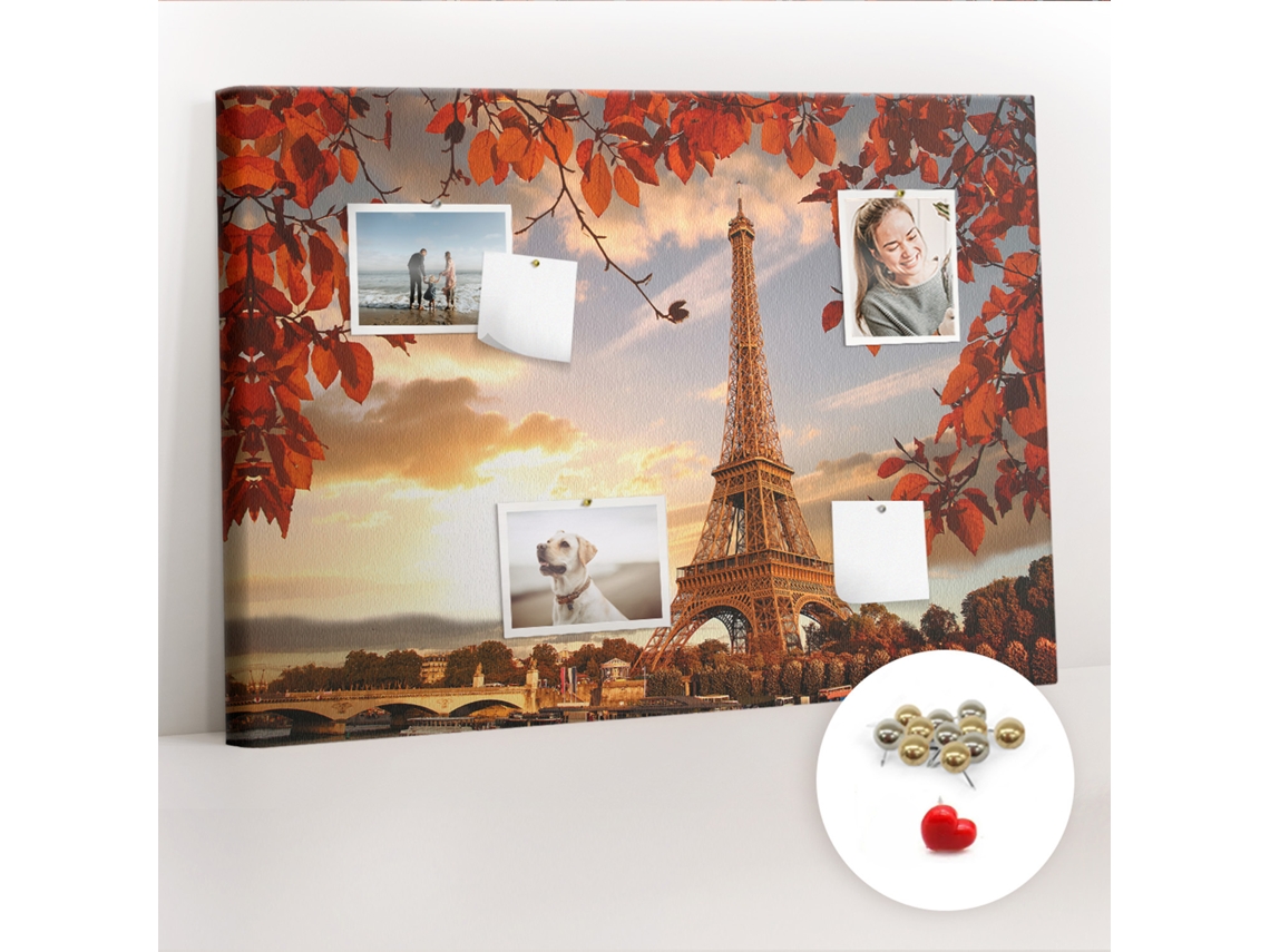 Quadro De Cortiça Com Impressão Torre Eiffel Para O Escritório Espelharte (70x100 Cm)