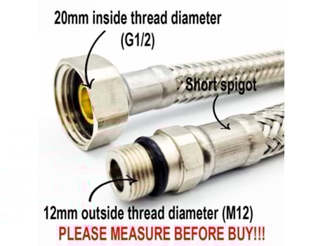50 cm Tubo Largo para Conector de Grifo Monomando de Fregadero de Cocina, MonoBloc, M12 x 1/2 Pulgadas BSP