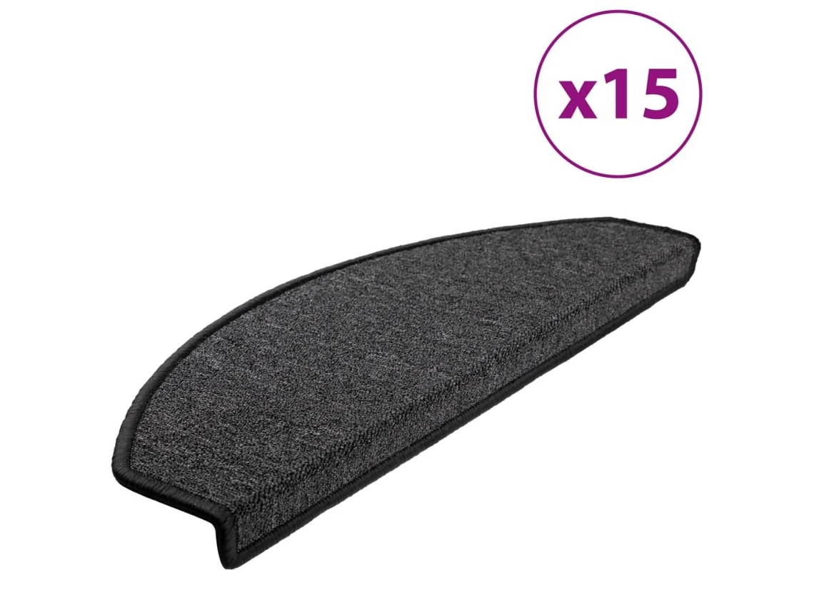 Conjunto de 15 Tapetes de Escada Antracite Meio Redondo Grande MAISON EXCLUSIVE (65x24x4 cm)