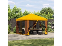 Vidaxl Gazebo De Jardim Com Laterais 3 X 3 M Amarelo Poliéster E Aço