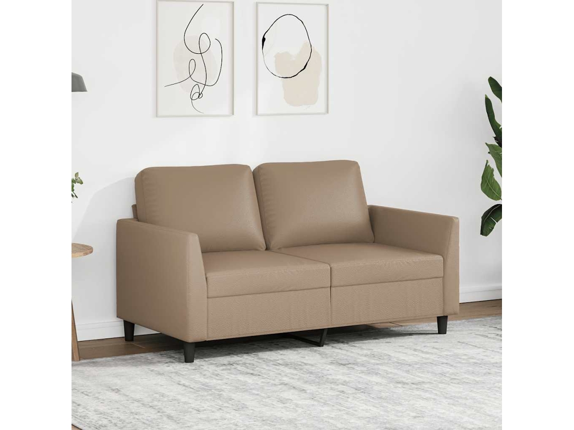 Vidaxl Sofá De 2 Lugares 120 Cm Couro Artificial Cor Cappuccino