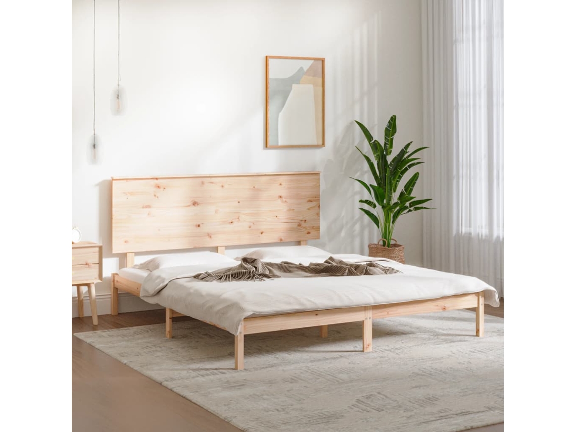 Vidaxl Estrutura De Cama King 150x200 Cm Madeira Maciça
