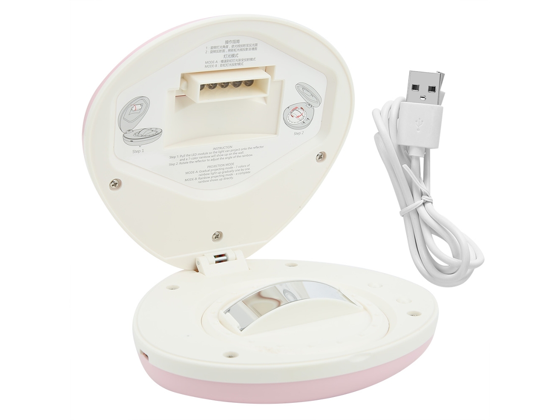 Luminária Noturna Projetora Led Recarregável Via Usb em Formato de Concha, Cor Rosa BRILVIBERA