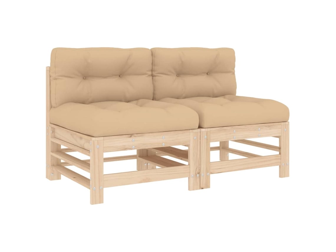 Maison Exclusive - Sofás De Centro Com Almofadões 2 Pcs Pinho Maciço