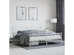 Vidaxl Estrutura De Cama Com Cabeceira E Pés 183x213 Cm Metal Branco