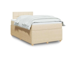 Vidaxl Cama Com Molas/colchão 120x200 Cm Tecido Cor Creme