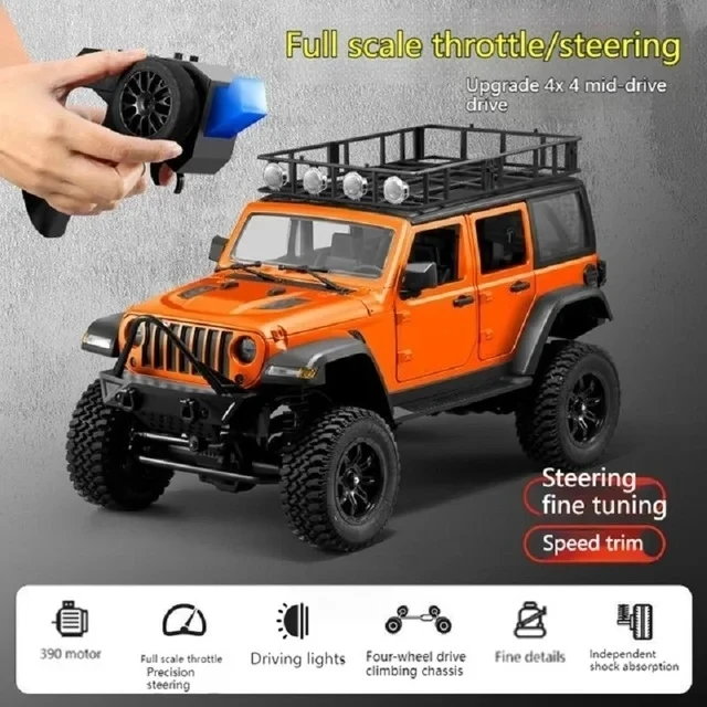 (laranja) Veículo De Escalada Off-road 4x4 Com Controle Remoto 2.4g E Luzes Led