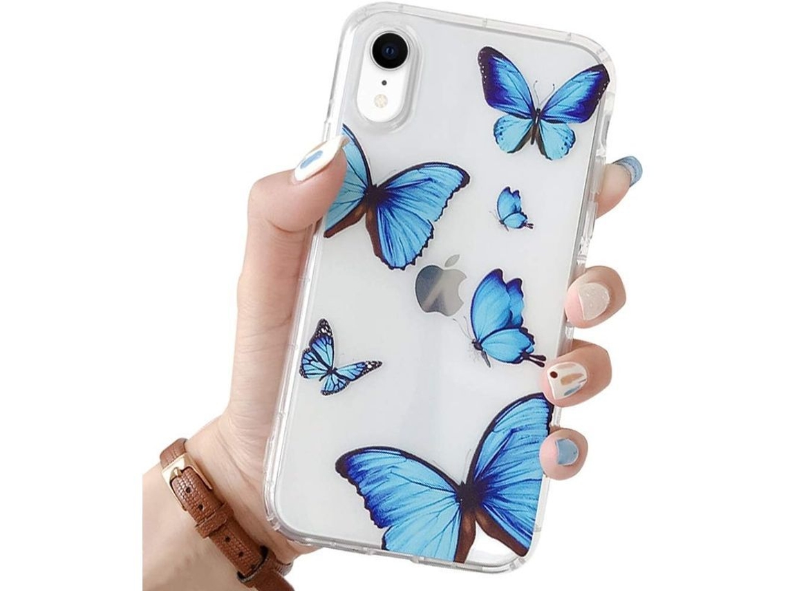 Capa para Iphone Xr com Design de Borboleta Azul S/MARCA