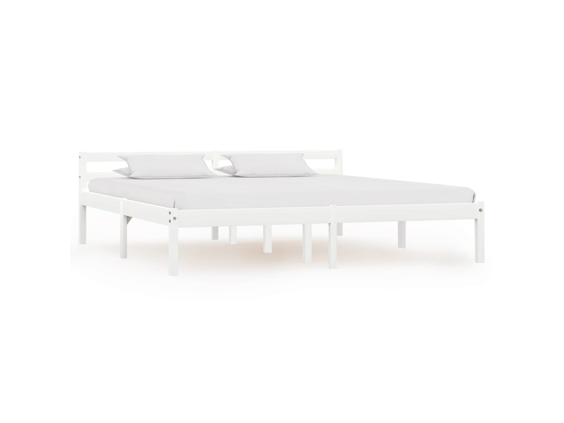Estrutura De Cama 160x200 Cm Madeira Pinho Maciço Branco