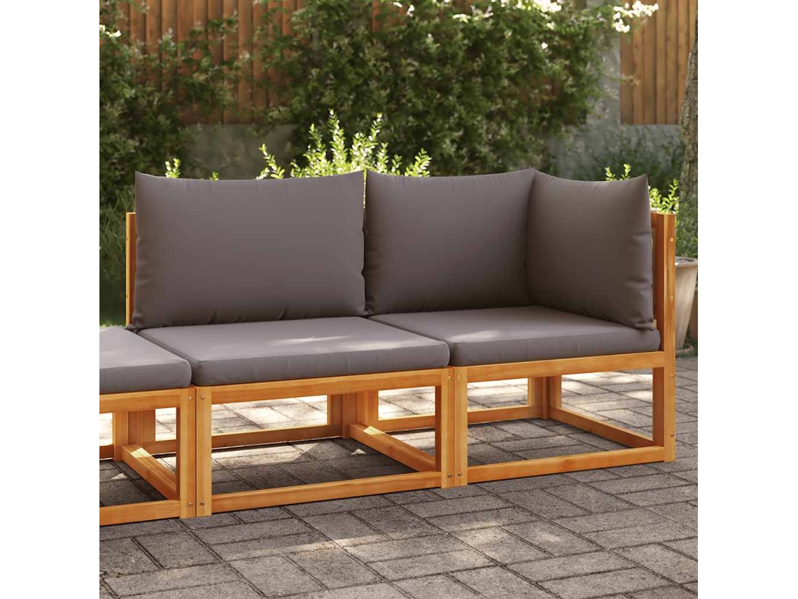 Vidaxl Sofá De Jardim Vidaxl Com Almofadas, 2 Lugares, Madeira De Acácia E Corda
