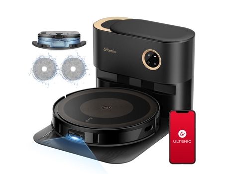 Aspirador de Pó Robô ULTENIC Ts1 Estação de Esvaziamento Automático 3000Pa Lavagem com Esfregão Rotativo Navegação Lidar