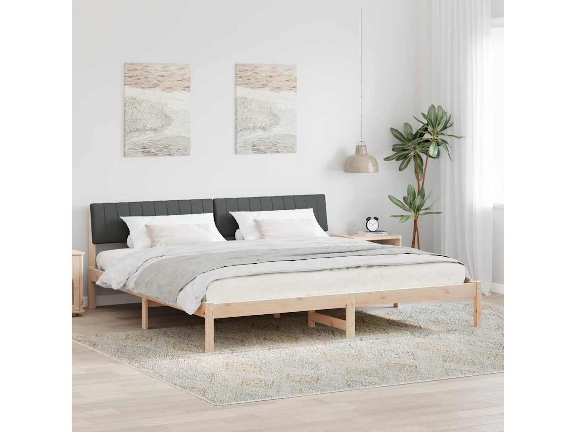 Vidaxl Estrutura da Cama Castanho e Cinzento escuro 200 X 200 Cm