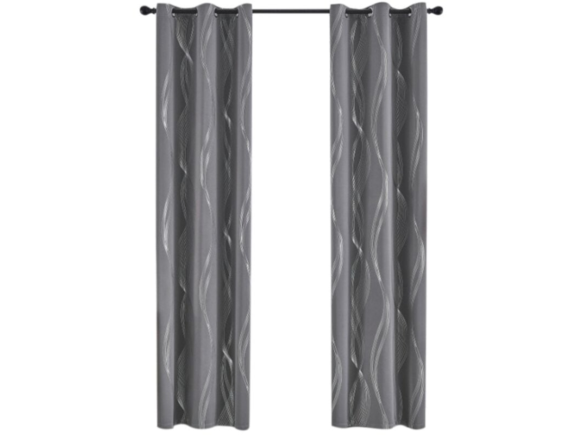 Cortina Blackout Térmica, Para Janela E Quarto, Ilhós, Privacidade, Lavável, 2 Peças, 52 X 84 Polegadas, Cinza