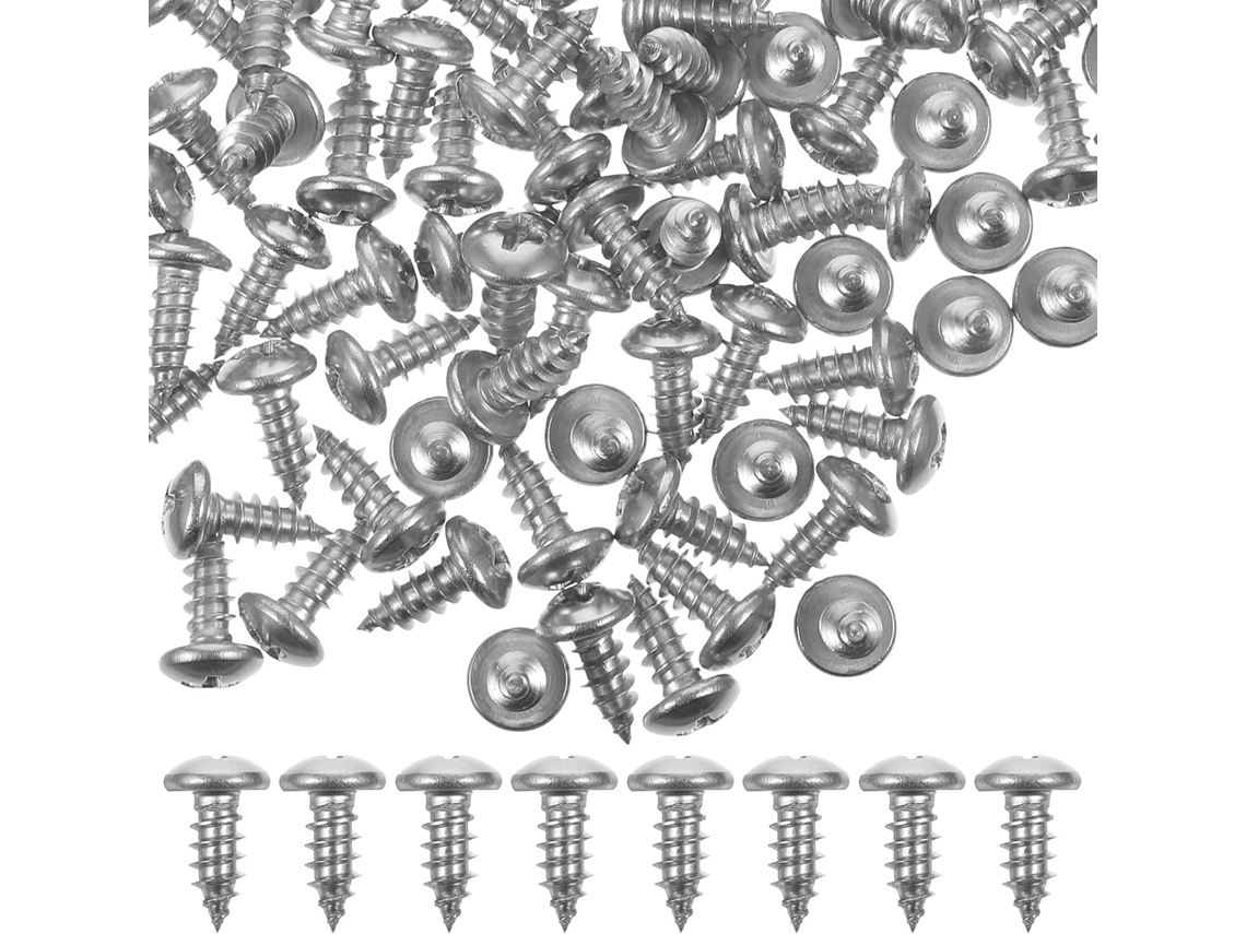 Conjunto De 100 Parafusos Autoatarraxantes De Aço Inoxidável Resistentes Ao Desgaste.