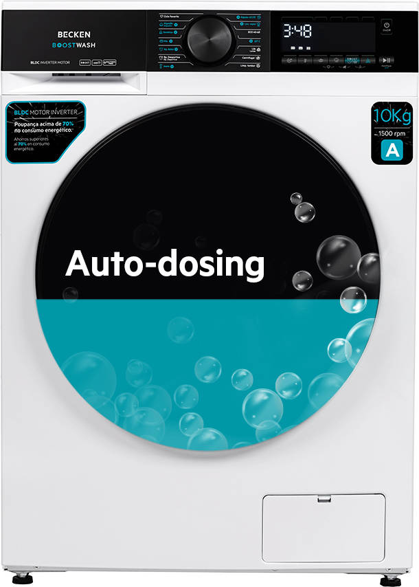 Máquina de Lavar Roupa BECKEN BOOSTWASH BWM9207 com Auto-dosing (10 kg - 1500 rpm - Branco)