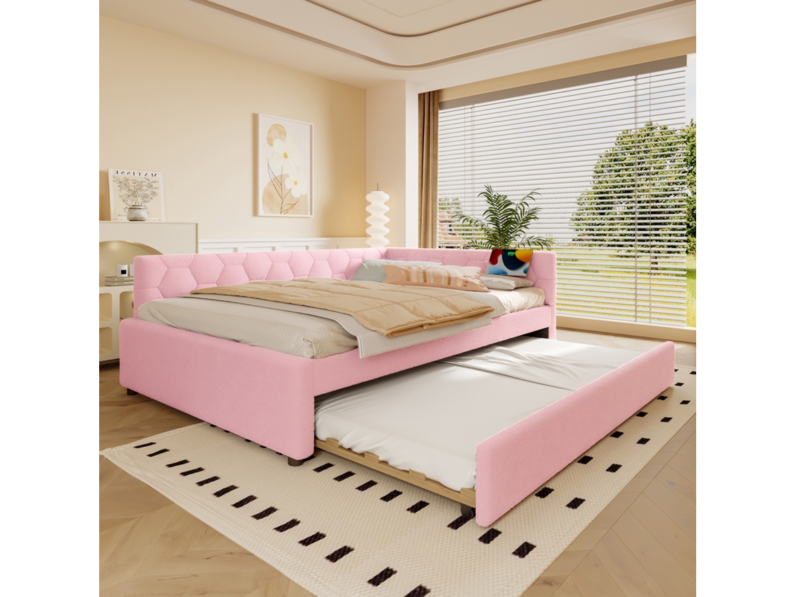 Sofá cama 140x200 Cm, Led, Abajur, Cama, Usb, Rosa VSOGA