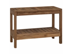 Conjunto 1 Mesa De Canto Para Banheiro Vidaxl Castanho Madeira De Teca Maciça (60 X 30 X 45 Cm)