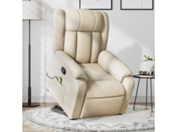 Vidaxl Poltrona Elevatória De Massagens Tecido Cor Creme