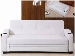 Sofá Cama Mirella VENTE-UNIQUE.PT (Branco - Pele sintética - 197x89x83 cm/Dimensões da cama: 100-119 cm)