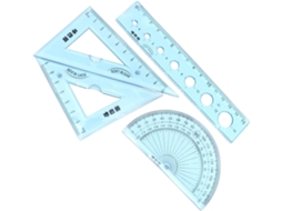 Régua Decous Flexível de 4 peças com design ondulado, em plástico transparente, ideal para uso escolar.