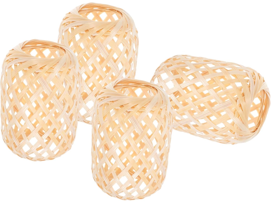 Lanterna Decorativa em Miniatura de Bambu Trançado À Mão para Iluminação Central, Difusor de Luz Natural. SFUSHOS