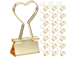Conjunto de 24 alfinetes de metal dourado em formato de coração para uso doméstico e fora do escritório, ideais para organizar papéis.