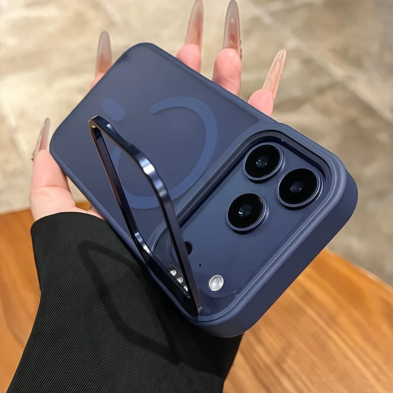 (azul Iphone 13 Pro Max) Capa De Luxo Magnética Translúcida Para Iphone, Compatível Com Fixação Magnética.