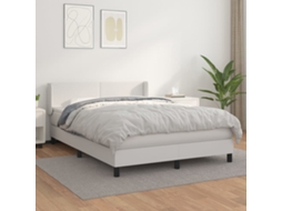 Vidaxl Cama com Molas/colchão 140x190 Cm Couro Artificial Branco