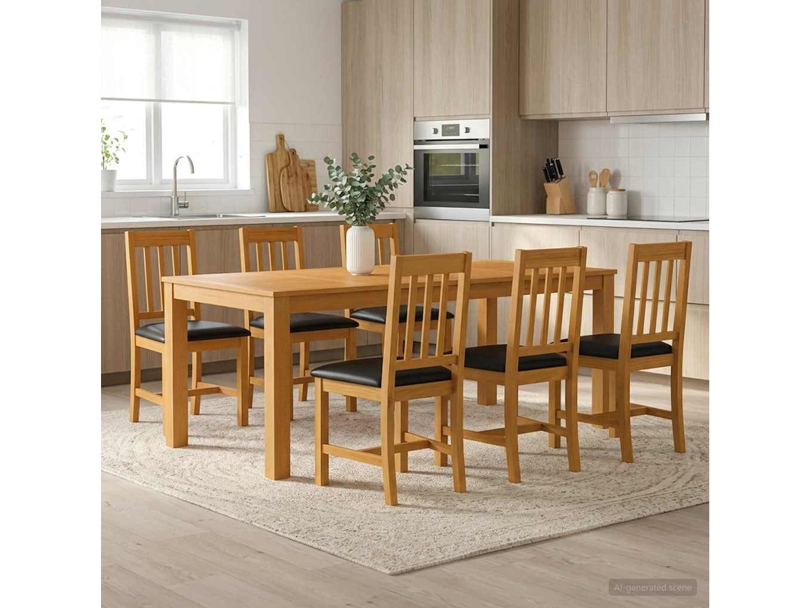 Vidaxl Conjunto De Sala De Jantar 7 Unid. Preto