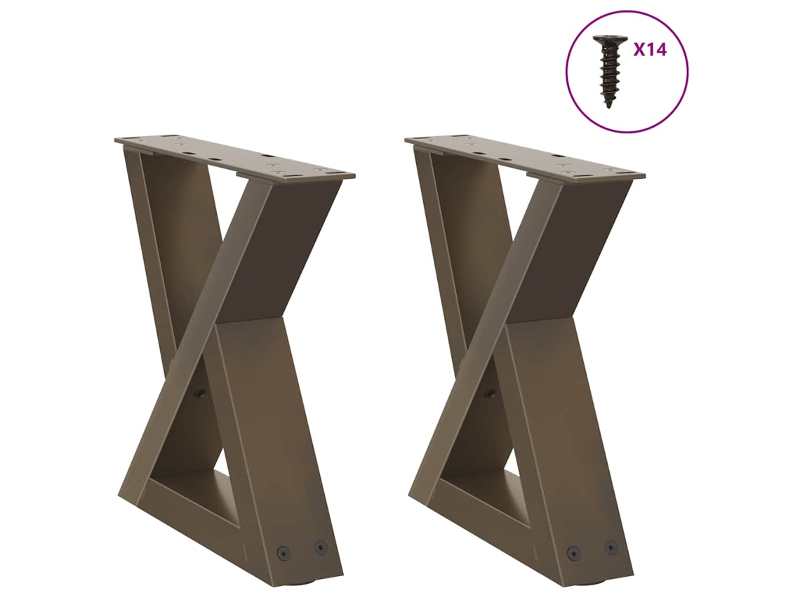 Vidaxl Pés Para Mesa De Centro 2 Peças Aço Natural 40x(30-31,3) Cm Aço