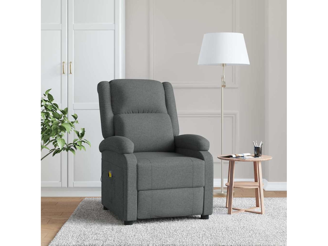 Vidaxl Poltrona De Massagens Tecido Cinzento-escuro