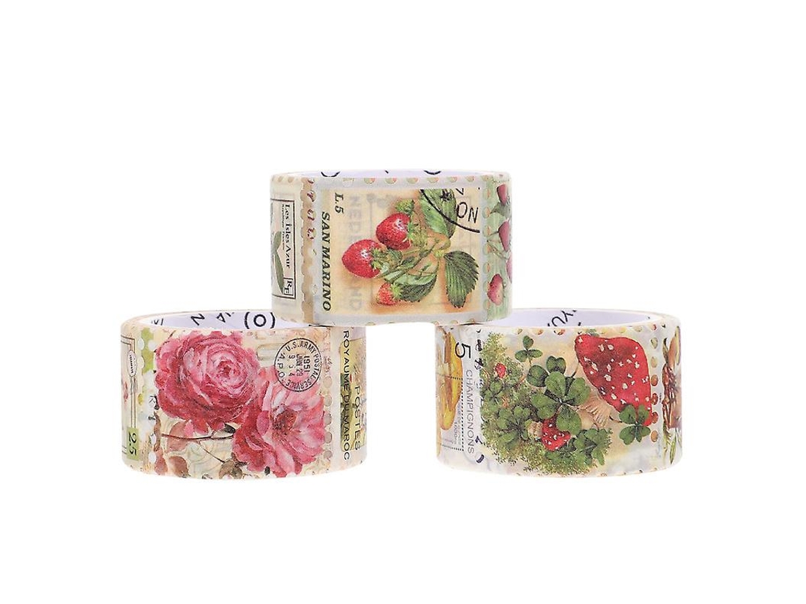 3 Rolos de Fitas Washi de Carimbo ALLINLESS