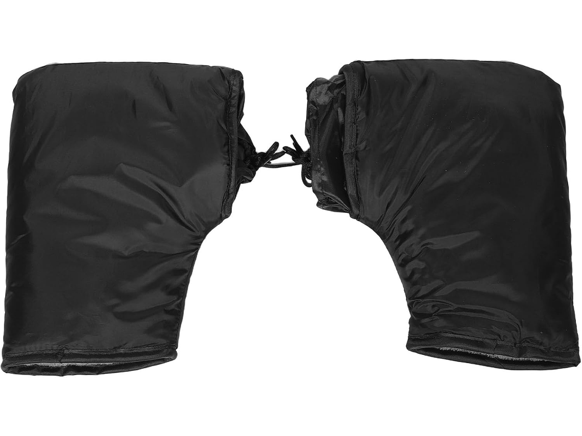 Conjunto De 2 Luvas De Inverno Para Motociclista Em Tecido Oxford E Pelúcia, Pretas.