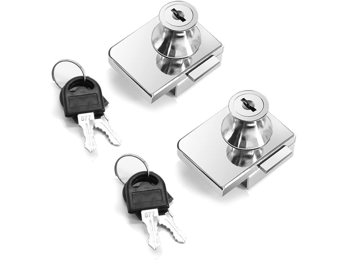 Fechadura De Segurança Para Armário Com Porta Vidro Dupla Camada E Abertura - Adequada Portas 5 A 8 Mm.