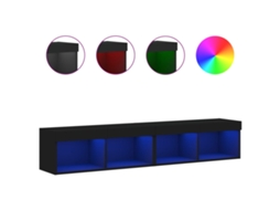 Conjunto 2 Móveis de Tv com Luzes Led VIDAXL Preto 80 X 30 X 30 Cm