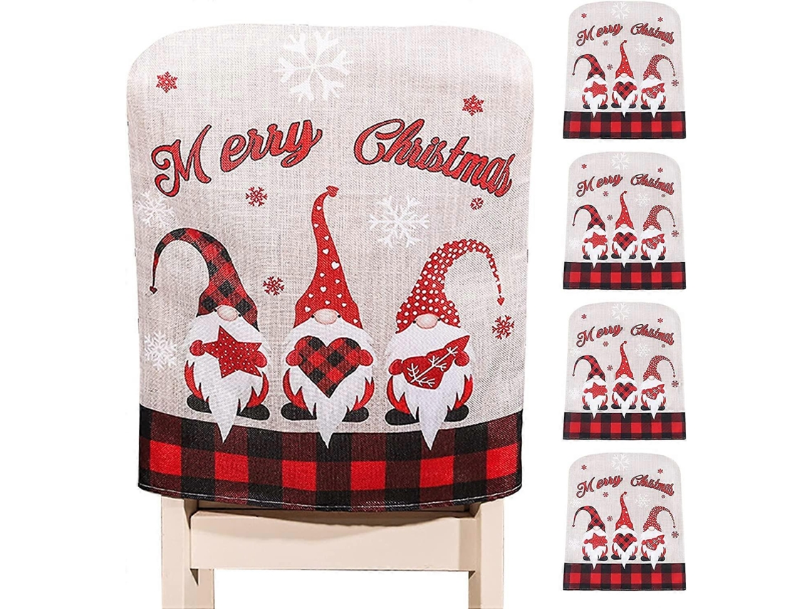 Capas Omni para Cadeiras de Natal, 4 Peças Capas para Cadeiras Papai Noel para Decoração de Natal, Festa, Jantar, Removíveis
