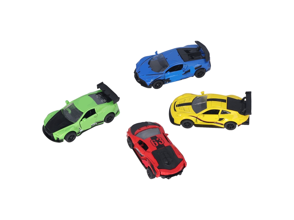 Mali conjunto 4 Carros de Tração Reversa 1/60 com Carcaça de Liga Metálica Brinquedo Infantil