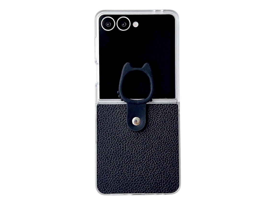 Capa Transparente Em Pu + Pc Com Suporte De Anel Para Samsung Galaxy Z Flip6 5g