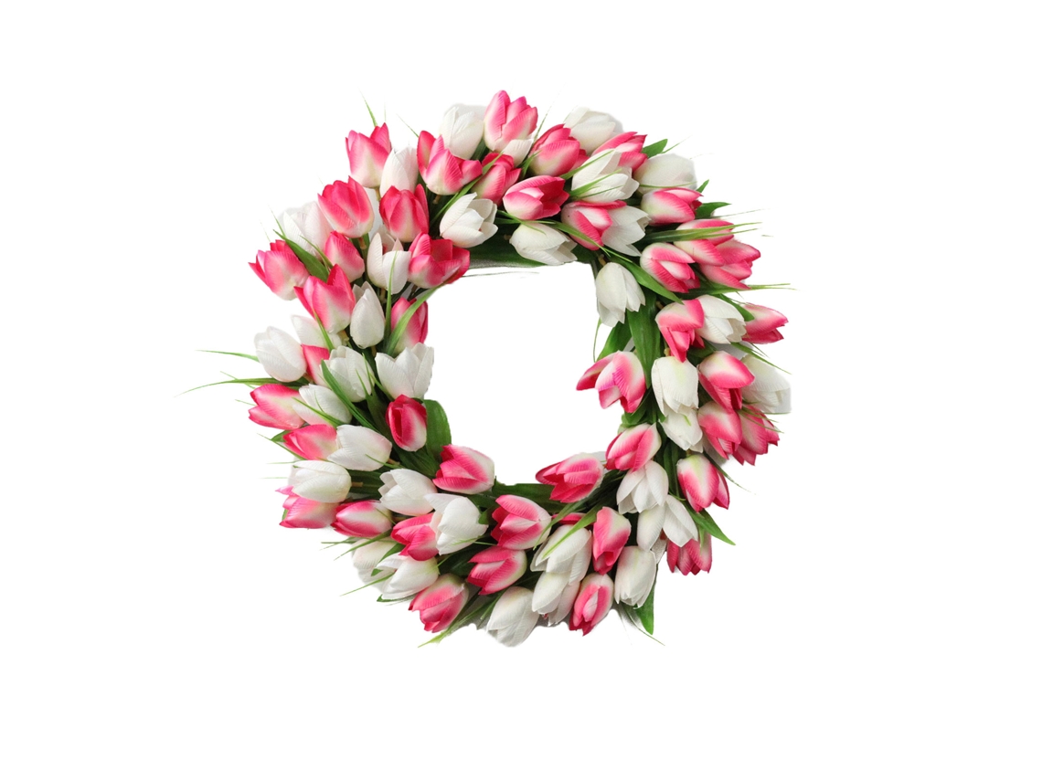 Laxiscreed Guantera De Tulipas Abertas De 20 Polegadas Em Rosa E Branca, Ideal Para Decoração Elegante