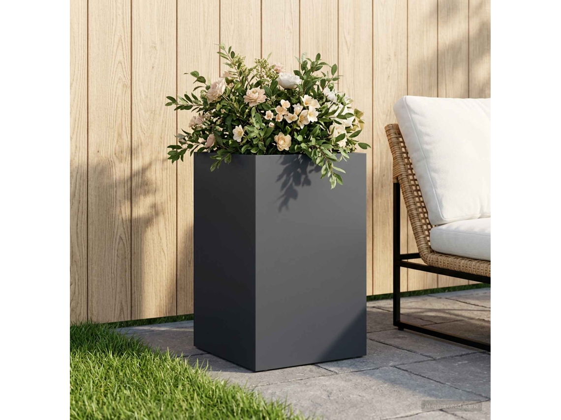 Vidaxl Vaso De Jardim Antracite 30 X 30 X 50 Cm Aço Laminado A Frio