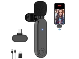 Microfone De Lapela, Mini Para Iphone E Android , Gravação Vídeo Móvel, Youtube Facebook Live (preto) Aquaforge (tipo C)